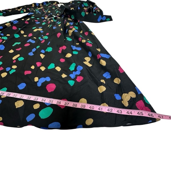 Lafayette 148 New York 100% Silk Black Doha Scattered Dot Print Wrap Dress - Picture 5 of 16